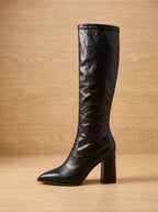 Damen Kniehohe Stiefel mit spitzer Zehenpartie – Elegante Stiefel mit Blockabsatz, Herbst Winter