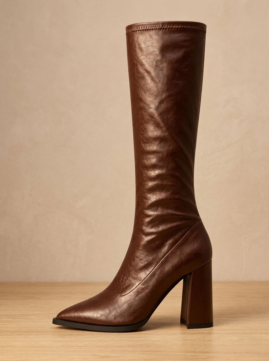 Damen Kniehohe Stiefel mit spitzer Zehenpartie – Elegante Stiefel mit Blockabsatz, Herbst Winter