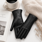 Damen Klassische Lederhandschuhe aus Echtleder – Gefütterte Winterhandschuhe, Herbst Winter