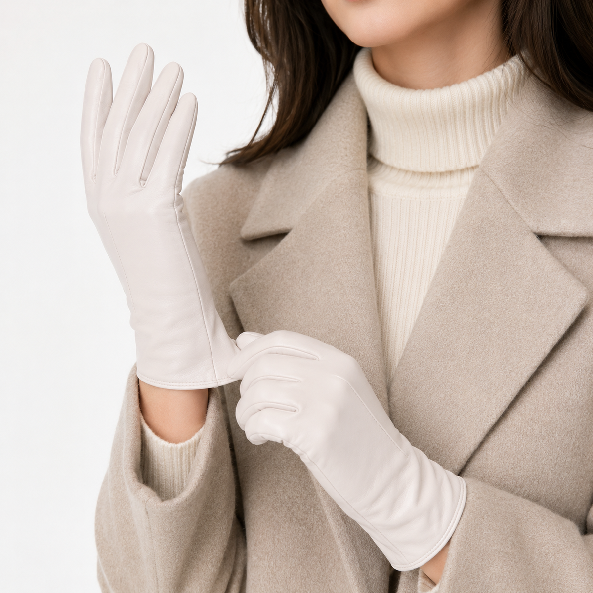 Damen Klassische Lederhandschuhe aus Echtleder – Gefütterte Winterhandschuhe, Herbst Winter