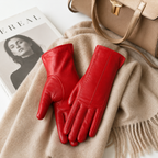 Damen Klassische Lederhandschuhe aus Echtleder – Gefütterte Winterhandschuhe, Herbst Winter