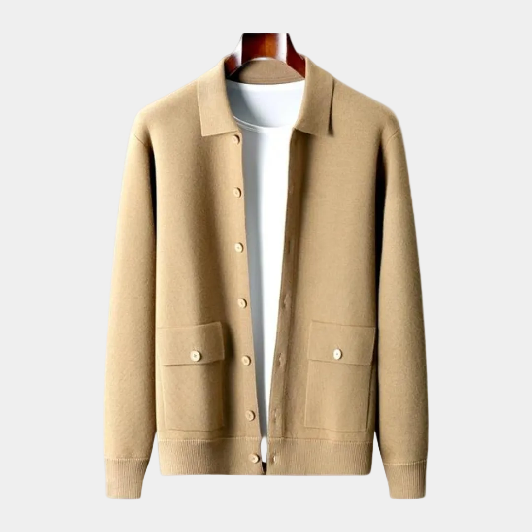 Herren-Cardigan mit Hemdkragen und Knopfverschluss