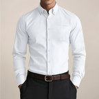 Herren Button-Down Hemd Slim Fit mit Brusttasche – Langarm Business & Freizeithemd