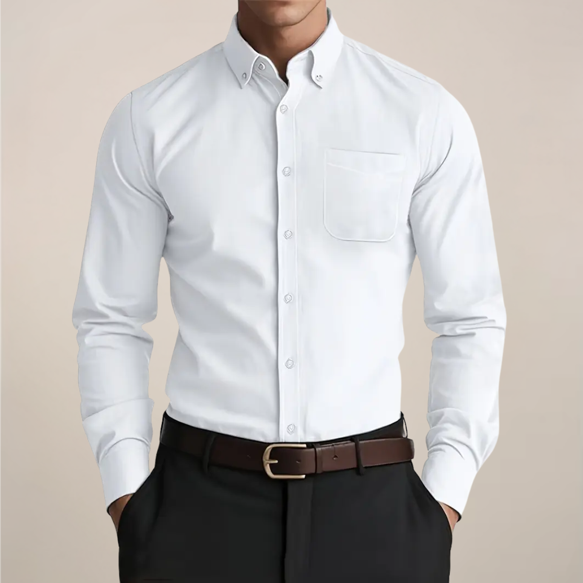 Herren Button-Down Hemd Slim Fit mit Brusttasche – Langarm Business & Freizeithemd