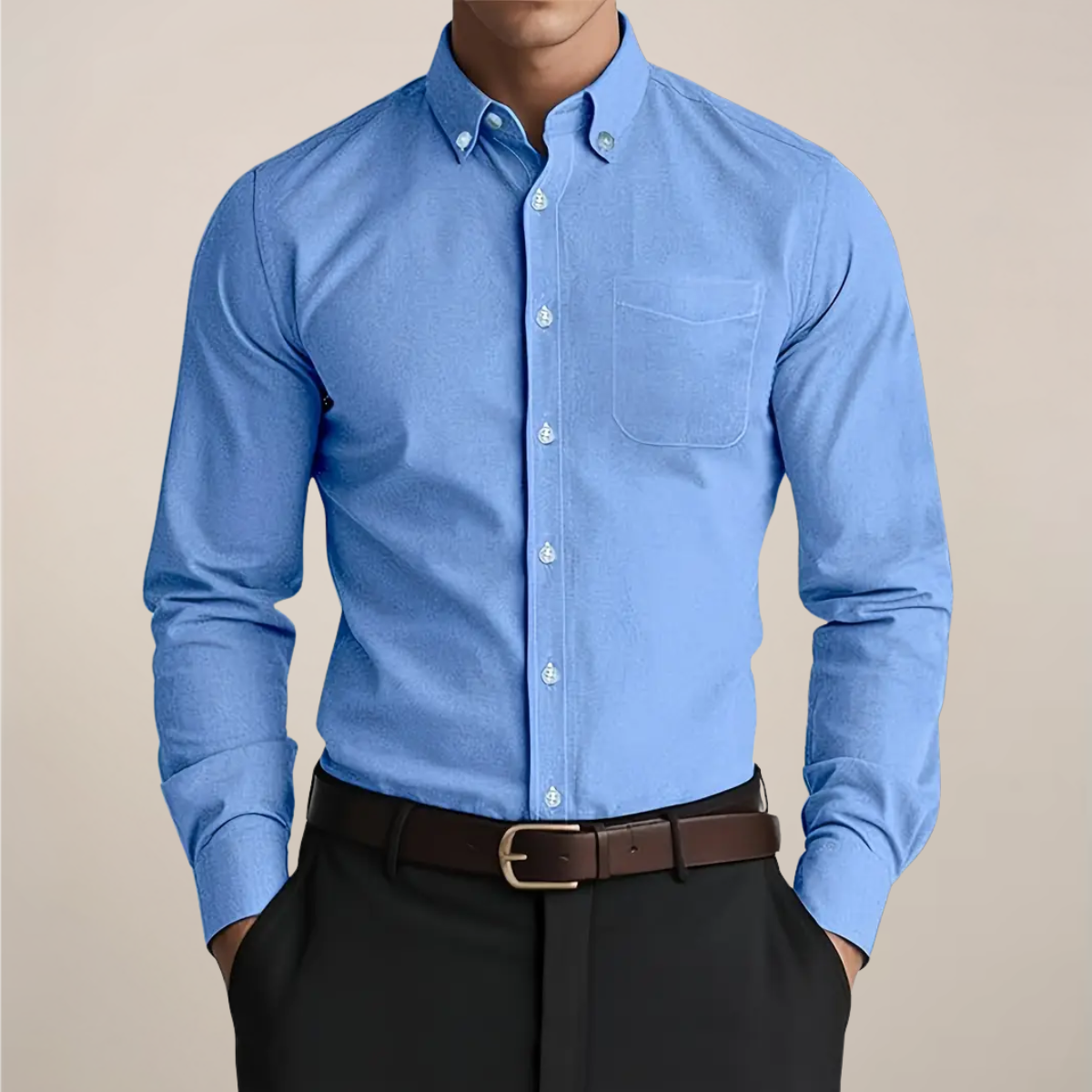 Herren Button-Down Hemd Slim Fit mit Brusttasche – Langarm Business & Freizeithemd