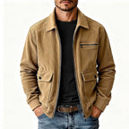 Herren Cordjacke mit Kragen, vier Taschen und strukturiertem Schnitt