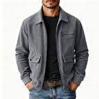 Herren Cordjacke mit Kragen, vier Taschen und strukturiertem Schnitt