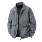 Herren Cordjacke mit Kragen, vier Taschen und strukturiertem Schnitt