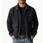 Herren Cordjacke mit Kragen, vier Taschen und strukturiertem Schnitt
