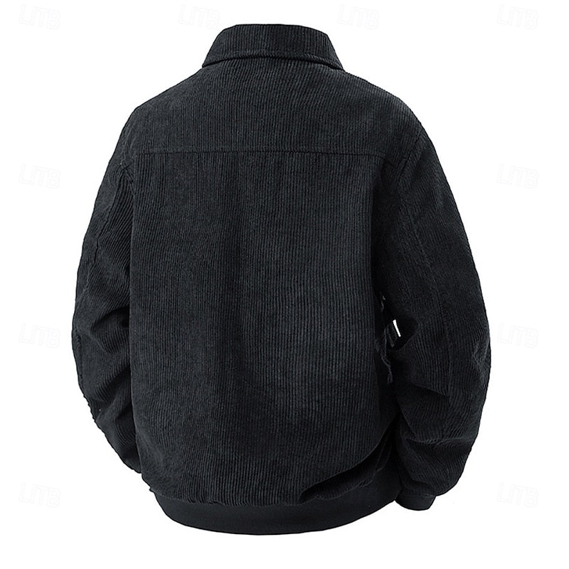 Herren Cordjacke mit Kragen, vier Taschen und strukturiertem Schnitt