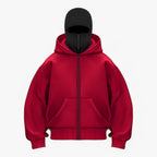 Herren Balaclava Hoodie mit Reißverschluss – Oversize Zip Hoodie mit integrierter Sturmhaube