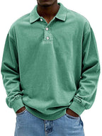 Herren Polo Sweatshirt Oversize im Vintage Washed Look