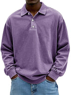 Herren Polo Sweatshirt Oversize im Vintage Washed Look