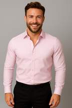 Herren Langarmhemd Slim Fit tailliert mit Brusttasche – Business & Freizeithemd