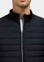 Herren Hybrid-Steppjacke mit Jersey-Ärmeln – Slim Fit Übergangsjacke mit Rippkragen, Herbst Winter