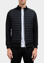 Herren Hybrid-Steppjacke mit Jersey-Ärmeln – Slim Fit Übergangsjacke mit Rippkragen, Herbst Winter