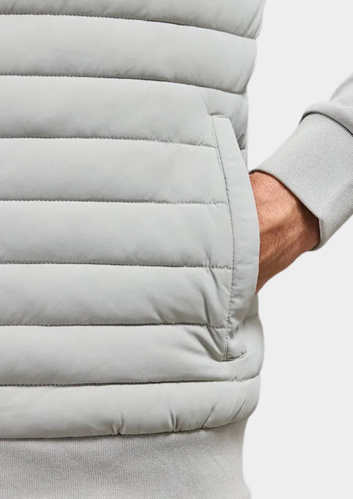 Herren Hybrid-Steppjacke mit Jersey-Ärmeln – Slim Fit Übergangsjacke mit Rippkragen, Herbst Winter