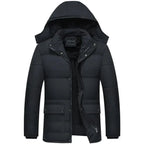 Herren Winterparka schwarz mit Fleecefutter und Kapuze – warme Steppjacke gefüttert
