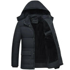 Herren Winterparka schwarz mit Fleecefutter und Kapuze – warme Steppjacke gefüttert
