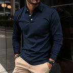 Herren Langarm Poloshirt Slim Fit – klassisches Basic Polo