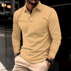 Herren Langarm Poloshirt Slim Fit – klassisches Basic Polo