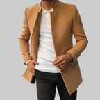 Herren Winter Wollmantel kurz mit Stehkragen – eleganter Kurzmantel Slim Fit