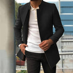 Herren Winter Wollmantel kurz mit Stehkragen – eleganter Kurzmantel Slim Fit