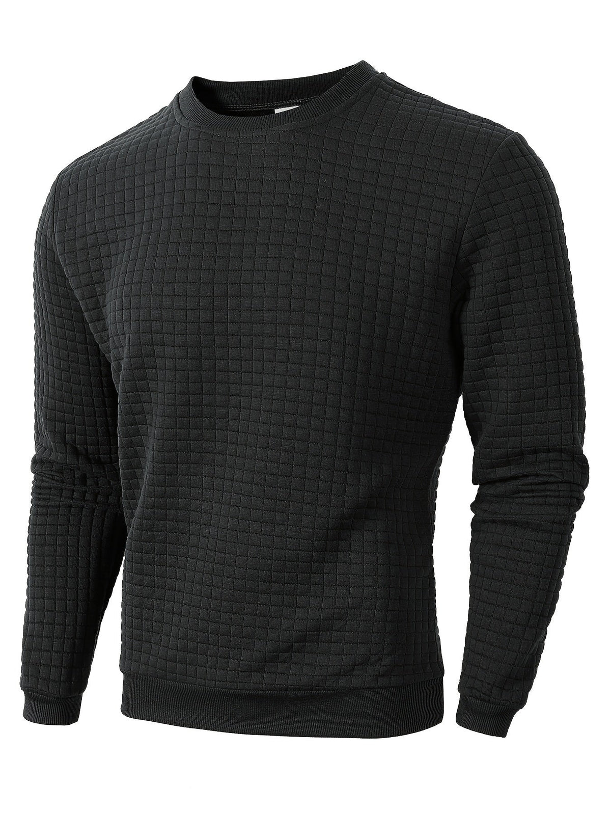 Herren Pullover mit Rundhalsausschnitt und quadratischer Struktur