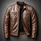 Herren Bikerjacke in Lederoptik – Slim Fit Übergangsjacke mit Stehkragen