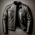 Herren Bikerjacke in Lederoptik – Slim Fit Übergangsjacke mit Stehkragen