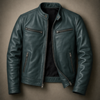 Herren Bikerjacke in Lederoptik – Slim Fit Übergangsjacke mit Stehkragen