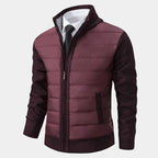 Herren Hybrid Steppjacke mit Strickärmeln, Stehkragen und Reißverschluss