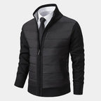 Herren Hybrid Steppjacke mit Strickärmeln, Stehkragen und Reißverschluss