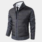 Herren Hybrid Steppjacke mit Strickärmeln, Stehkragen und Reißverschluss
