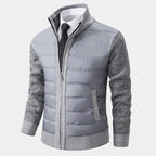 Herren Hybrid Steppjacke mit Strickärmeln, Stehkragen und Reißverschluss