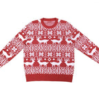 Herren Norweger Weihnachtspullover Rot mit Rentier – Strickpullover, Winter, Rundhals