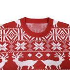 Herren Norweger Weihnachtspullover Rot mit Rentier – Strickpullover, Winter, Rundhals
