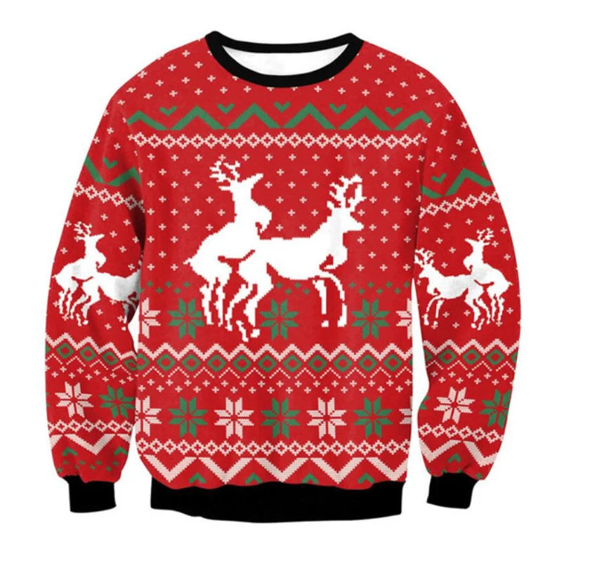 Unisex Ugly Christmas Sweater – Lustiger Weihnachtspullover mit Motiv, Rundhals