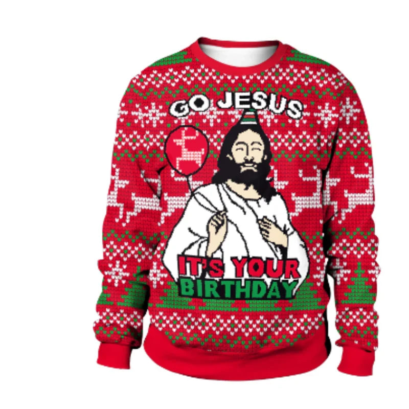 Unisex Ugly Christmas Sweater – Lustiger Weihnachtspullover mit Motiv, Rundhals