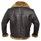 Herren Fliegerjacke Braun mit Teddyfell – Lammleder Winterjacke mit Pelzkragen
