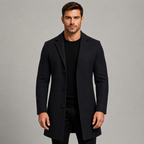 Herren Winter Wollmantel Slim Fit – knielanger Mantel im Business-Stil
