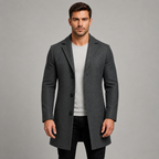 Herren Winter Wollmantel Slim Fit – knielanger Mantel im Business-Stil