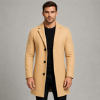 Herren Winter Wollmantel Slim Fit – knielanger Mantel im Business-Stil