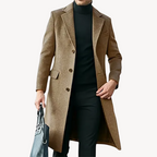 Herren Langer Wollmantel – Eleganter Wintermantel mit Reverskragen, Einreiher