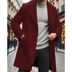 Herren Wollmischmantel mit breitem Revers, 4-Knopf-Verschluss und Pattentaschen