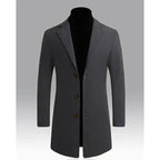 Herren Wollmischmantel mit breitem Revers, 4-Knopf-Verschluss und Pattentaschen