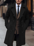 Herren Zweireiher-Mantel mit Spitzrevers und Pattentaschen