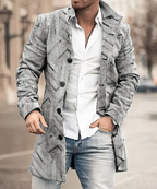 Herren Kurzmantel mit Reverskragen – Wollmantel-Optik mit Karo- & Patchwork-Muster