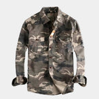 Herren Camo Hemd Military Style mit zwei Brusttaschen – Langarm Hemdjacke