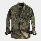 Herren Camo Hemd Military Style mit zwei Brusttaschen – Langarm Hemdjacke